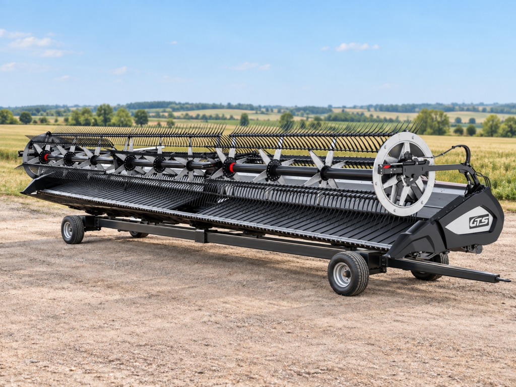 Plataforma de colheita GTS em cenário agrícola